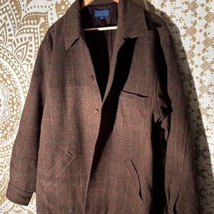 Stylish Brown Plaid Pea Coat